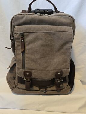 Canvas Men's Backpack in Taupe Grayish Tan - Stylish Everyday Carry